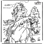 Ausmalbilder Tiere - Reiten 4