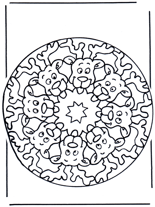 Rentiere Mandala 2 - Malvorlagen tiermandalas