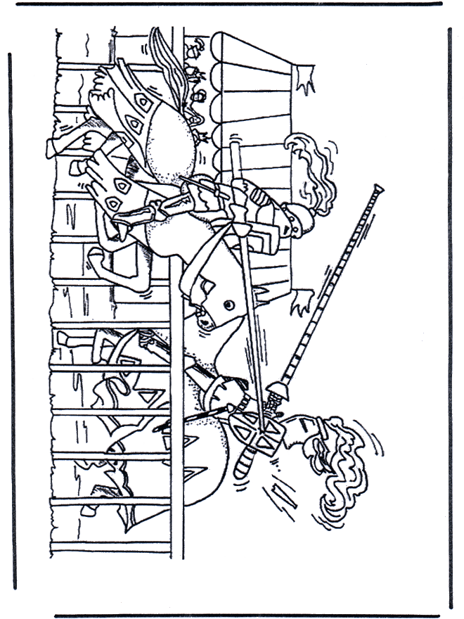 Ritter im Kampf - Malvorlage Ritter