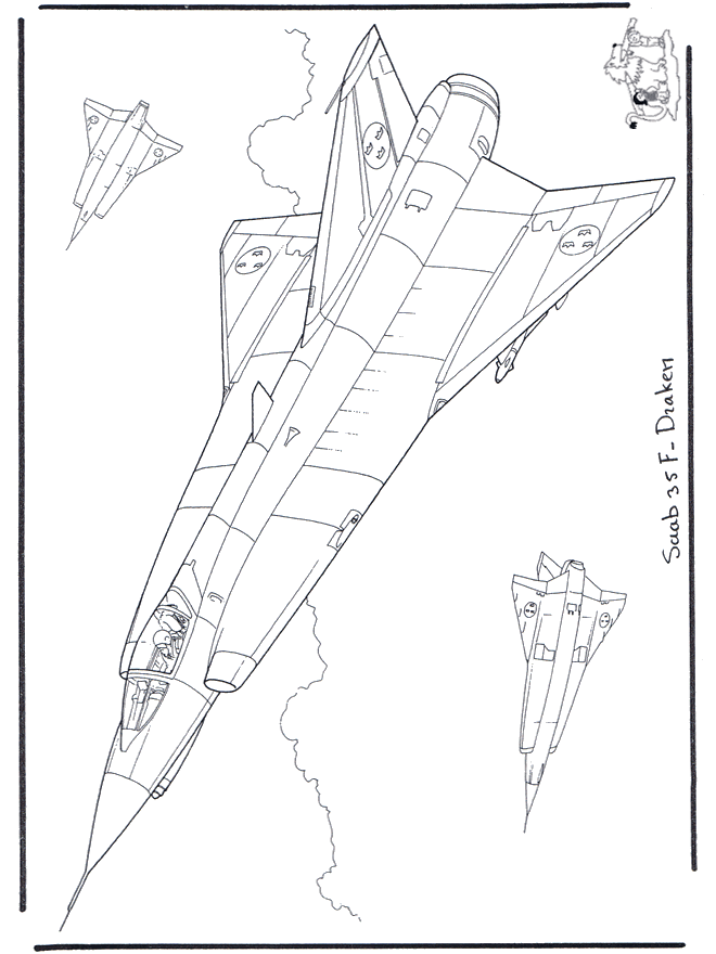 Saab J 35 F Draken - Malvorlagen Flugzeuge