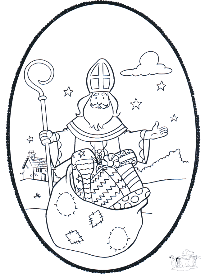 Sankt Nikolaus Stechkarte 1 - Basteln Comicfiguren