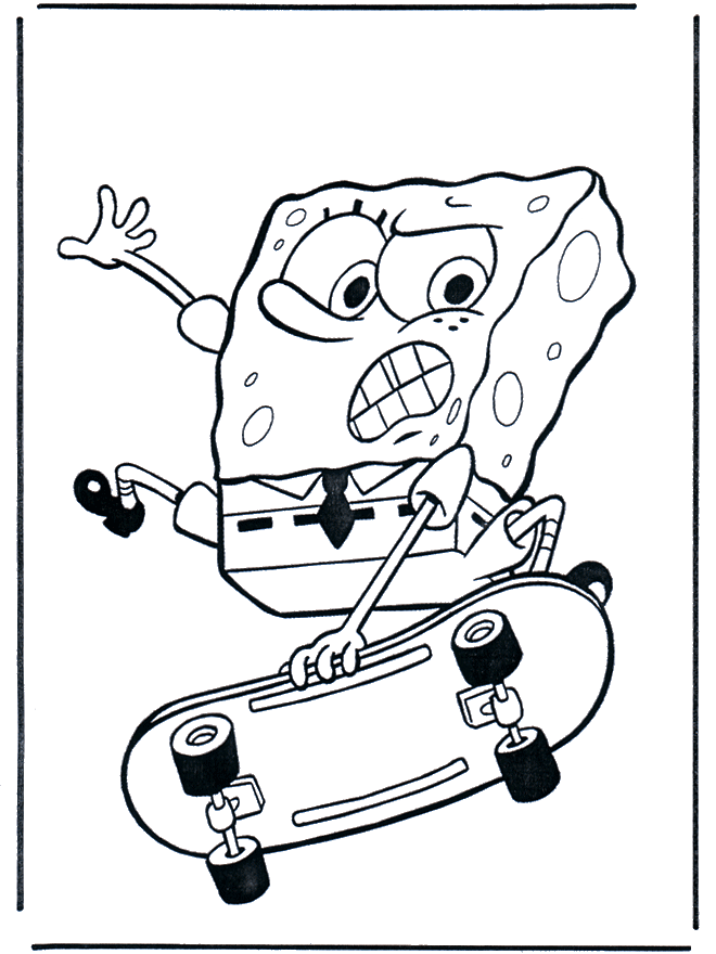 Schwammkopf auf Skateboard - Malvorlagen Spongebob