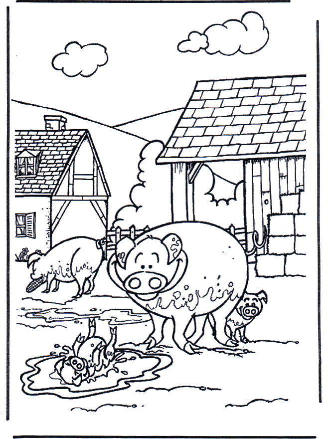 Schweine 3 - Malvorlagen Haus und Bauernhoftiere