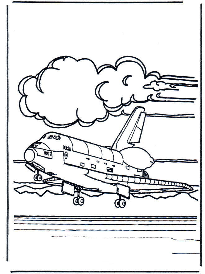 Space  Shuttle landet - Malvorlagen Raumfahrt