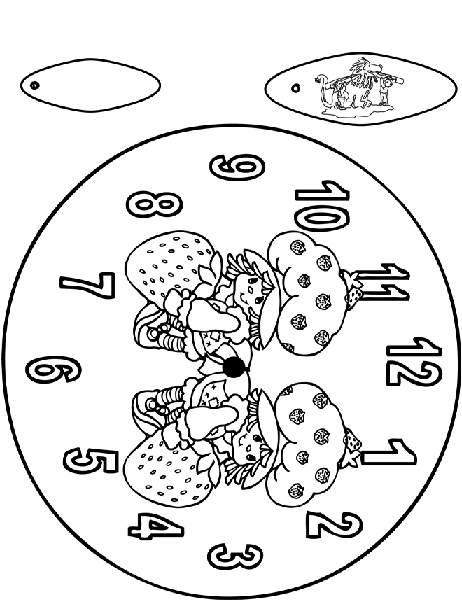 Uhr Erdbeermädchen - Basteln Modellbogen
