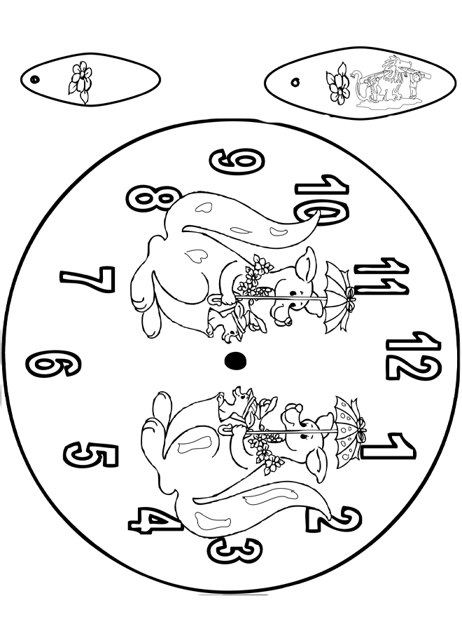 Uhr Känguru - Basteln Modellbogen