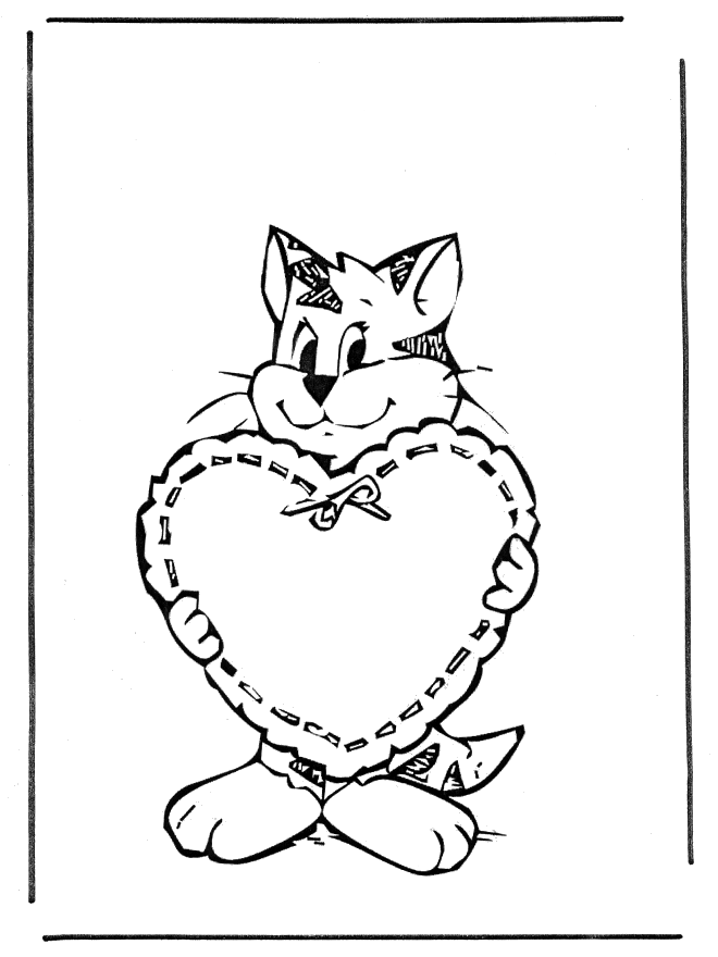 Valentijn Katze - Malvorlagen Valentinstag