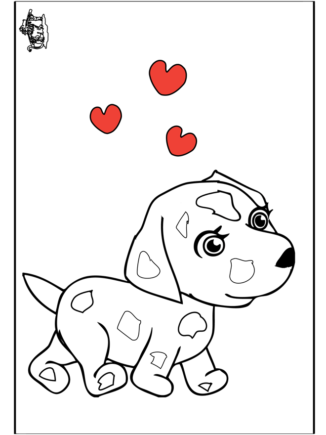 Valentin hund - Malvorlagen Valentinstag