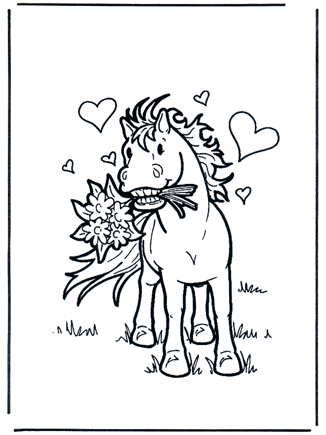 Valentin Pferd - Malvorlagen Valentinstag