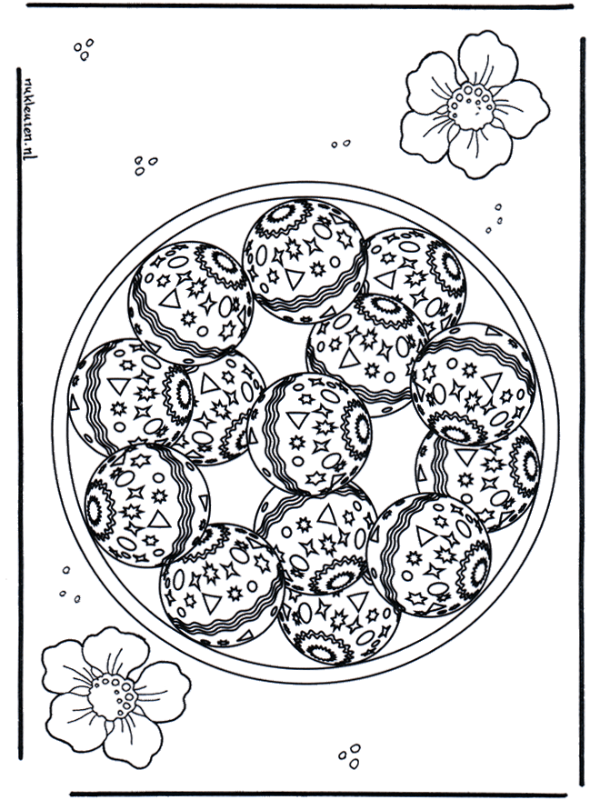 verzierte Kugeln Mandala - Malvorlagen Kindermandalas