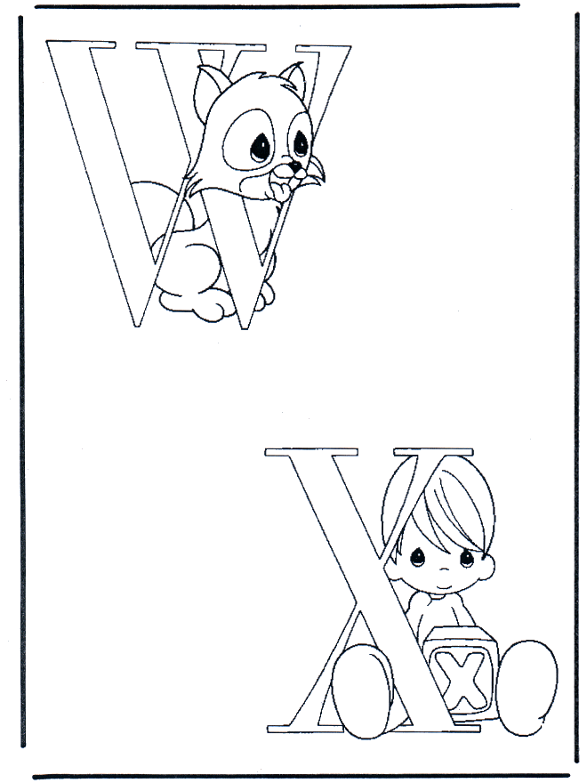 W und X - Malvorlagen Alphabet
