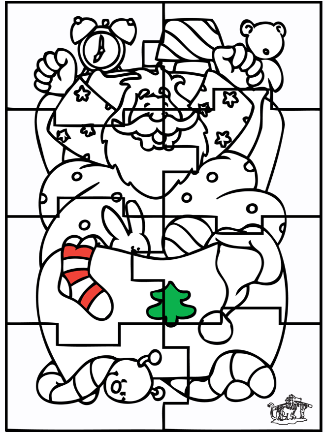 Weihnachtsmann Puzzle - Basteln Weihnachten