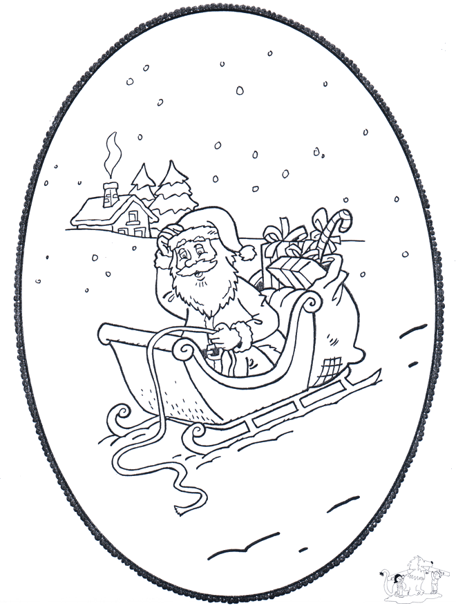 Weihnachtsmann Stechkarte - Basteln Comicfiguren