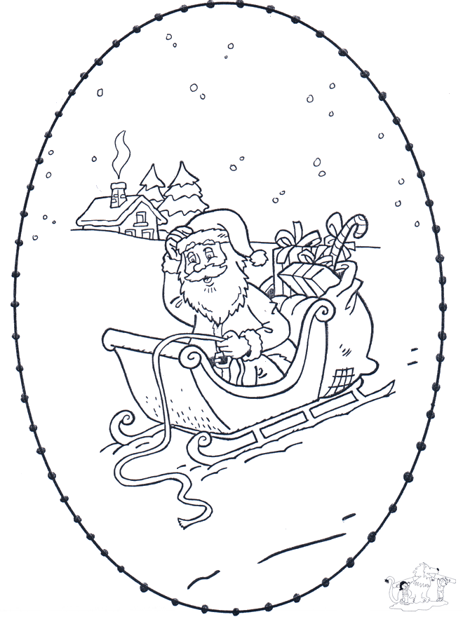 Weihnachtsmann Stickkarte 1 - Comicfiguren Basteln