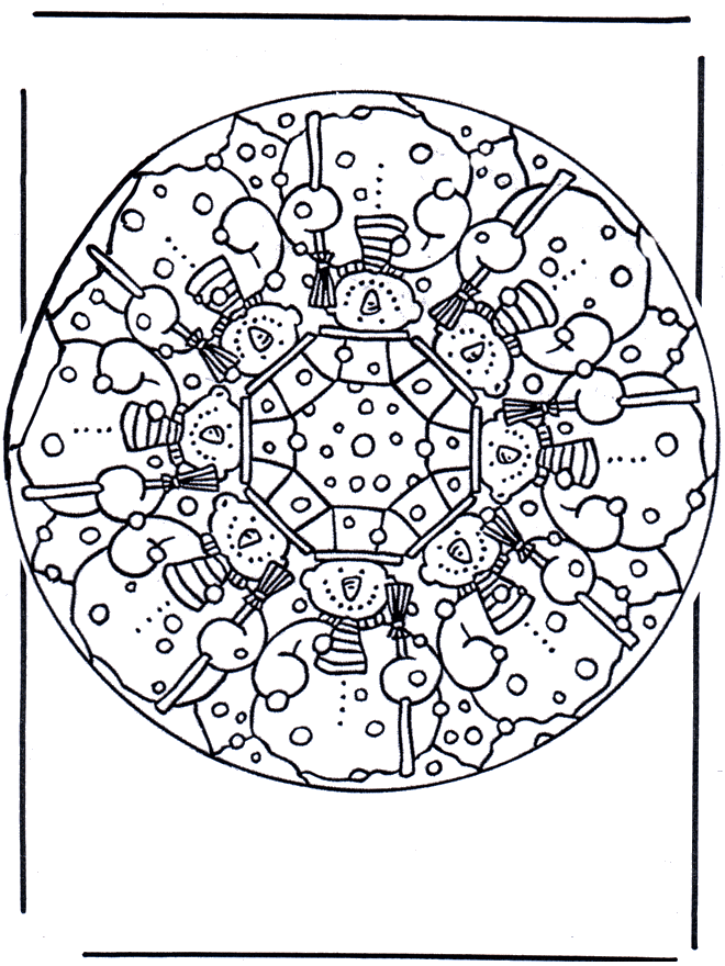 Winter Mandala - Malvorlagen Kindermandalas