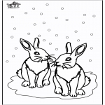 Malvorlagen Winter - Zwei Kaninchen